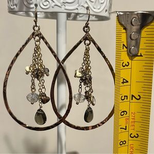 Gold hammered hoop drop with dangle beads earrings from anthro